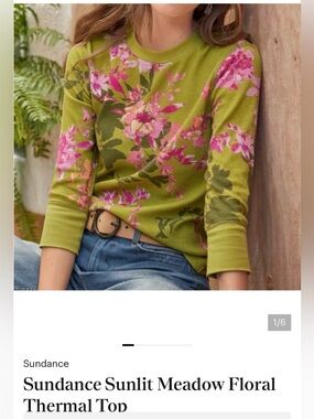 Sundance Sunlit Meadow Floral Thermal Top petite medium